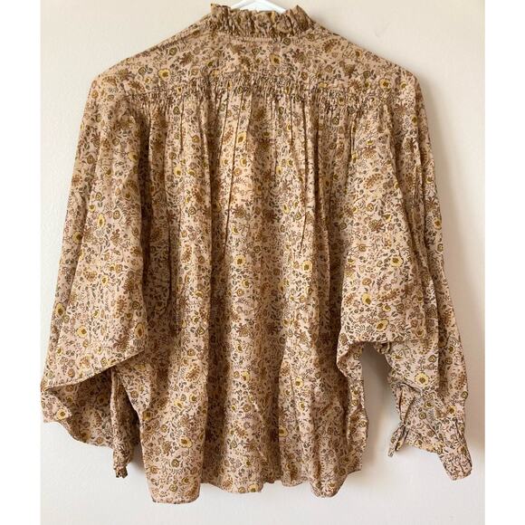 Doen Floral Blouse in Brown and Cream - Picture 8 of 10